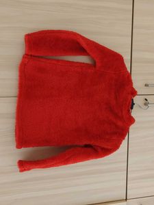 Red Fleece Pullover Top