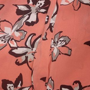 Peach Floral Printed Cotton Shorts – Women&#39;s Casua