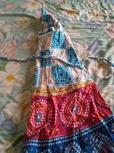 Jaipur print long sleeveless dress