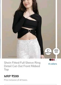 Shein Cut-Out Ribbed Top New