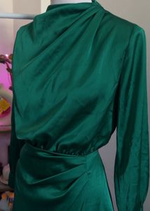Green Satin Mini Dress