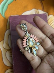 Peach Crystal Fashionable Danglers