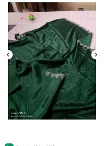 New  Green Saree With Attached Blouse Piece