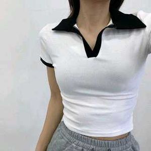 Ribbed Polo Crop Top