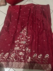 Unstitched maroon suit with elegant embroidery