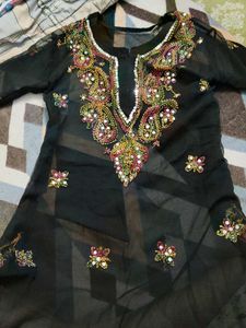 Embroidered Black Kurta