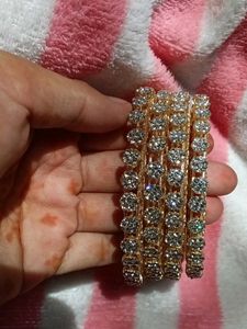 Gold & Crystal Bangle Set
