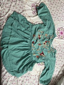 Ethnic Peplum Kurta - Mason Green Color