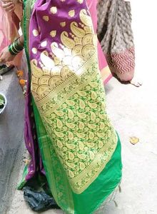 Elegant Purple &amp; Green Saree