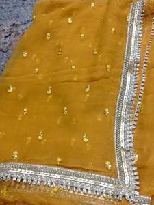 Mustard Pure Zardozi Silk suit