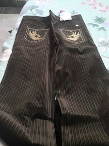 Brown Jeans with Eagle Design