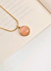 Peach Stone Pendant Necklace