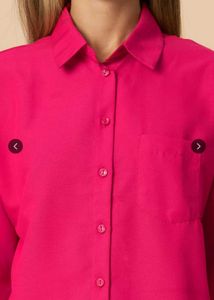 Hot Pink Oversized Button-Up Shirt
