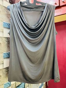 Elegant Gray Cowl Neck Top