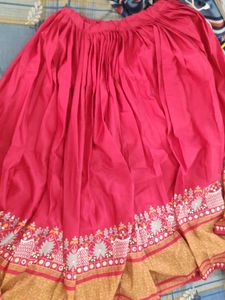 Red Navratri Lehenga Along With Multcolor Dupatta
