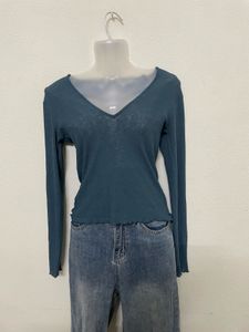 ZARA Teal Blue Fitted Top