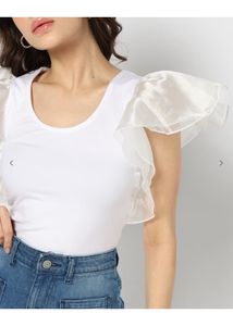 Frill sleeves body suit