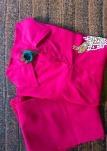 Embroidered Pink Cot Set