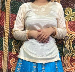 Lehenga With Long Choli And Dupatta