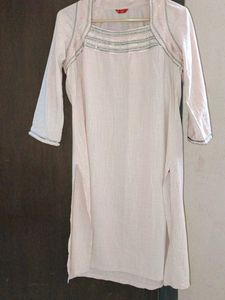 Festive Peach Embroided Kurti(W)