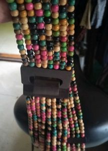 Colorful wood beaded handmade belt