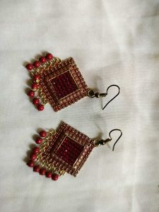 Red Beaded Earrings