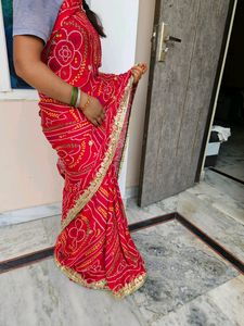 Red Bandej Saree