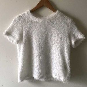 Zara White Fur Top