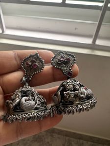 Tribe By Amrapali Silver Radha Krishna Jhumka