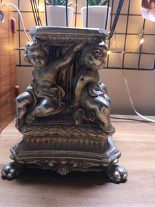 antique Silver plated cast metal angels lamp Base