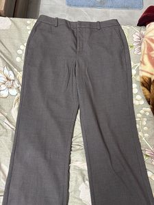 Gray Striped Wide Leg Pants