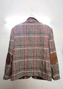 Vintage-Inspired Plaid Blazer with Elbow Patch