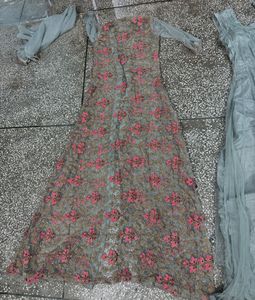 Elegant Embroidered Anarkali Suit With Paded