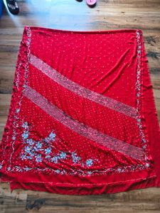 Red heavy work Saree
