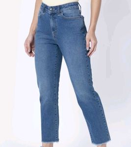 High Rise Cropped Straight Leg Jeans
