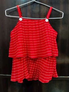 Cap Shape Top Sleeveless | Red | Girls Clothes