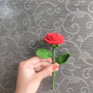 Handmade Crocheted Red Rose Flower
