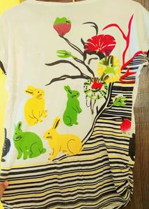 Unique Bunny &amp; Floral Print Tee