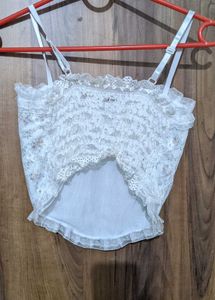 Padded Floral Lace Pearl Corset Top