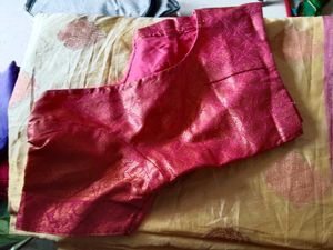 Cream And Pink Saree