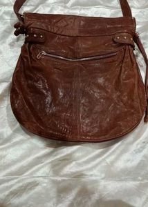 Brown Leather Hobo Bag with Tassel