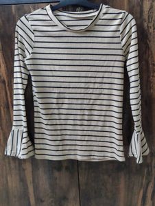 Striped Bell Warm Sleeve Top