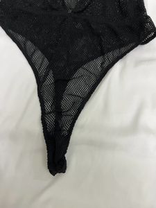 Net Black Thong Bodysuit