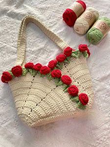 Crochet Rose Tote Bag