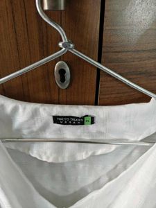 White Knot-Front Long Sleeve Top