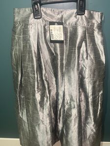Grey Pleated Silk Skirt
