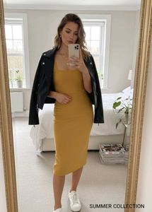 Chic Mustard Midi Dress
