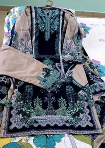 Grey And Blue Pakistani Kurta Set