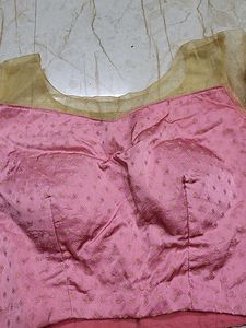 Pink &amp; Gold Boat Neck Party Blouse