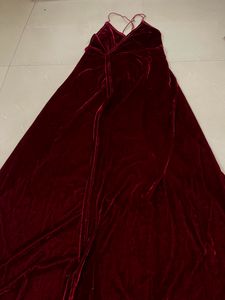 Shein Velvet Front High Slit Backless Maxi Gown